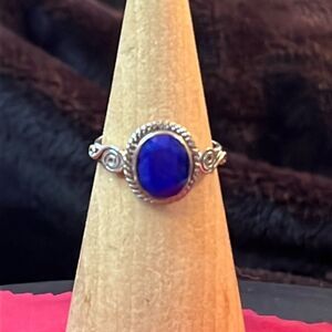 Artisan Crafted Lapis Lazuli 3.00 ctw Solitaire Ring in Sterling Silver 9